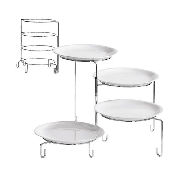 Présentoir Isa  avec 4 assiettes louna Ø28cm  h 37 cm